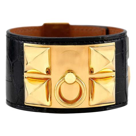 Hermes leather bracelets black